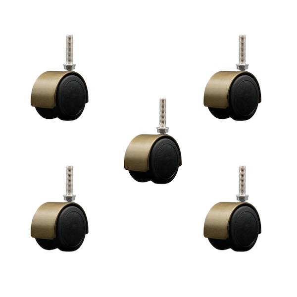 2'' Floor Safe Antique Hooded Twin Wheel Caster 3/8 Threaded Stem, 5PK